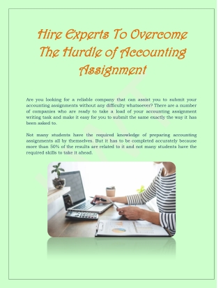 Hire Experts To Overcome The Hurdle of Accounting Assignment