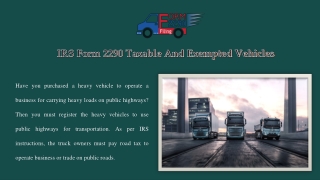 Heavy Highway Use Tax | Green Tax 2290 Coupon Code | IRS HVUT 2290