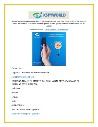 Latest Spy Exam Cheating Device | Kspyworld.com