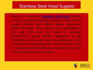 Stainless Steel Hood supplier