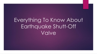 Everything To Know About Earthquake Shutt-Off Valve