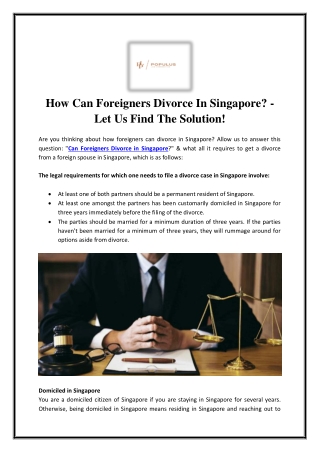 Can Foreigners Divorce in Singapore