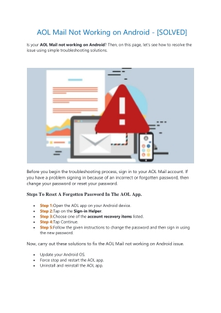 3 Simple Solutions AOL Mail Not Working on Android - [SOLVED]