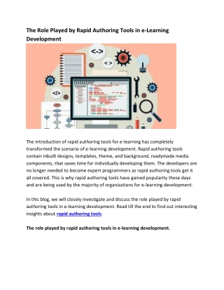 The Role Played by Rapid Authoring Tools in e-Learning Development