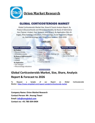 Global Corticosteroids Market Trends, Size, Competitive Analysis and Forecast 20