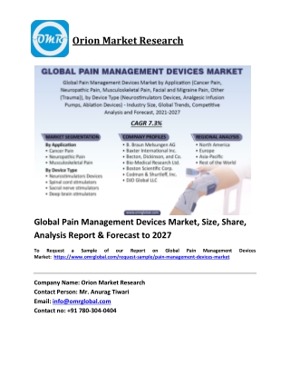Global Pain Management Devices Market Trends, Size, Competitive Analysis and For