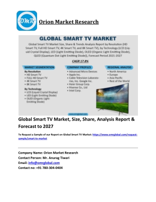 Global Smart TV Market Trends, Size, Competitive Analysis and Forecast 2021-2027