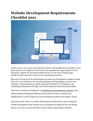 Website Development Requirements Checklist 2021