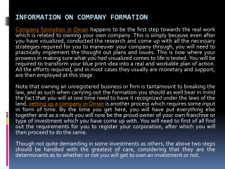 Information on Company Formation
