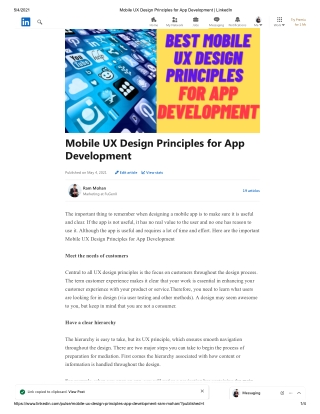 Mobile UX Design Principles for App Development