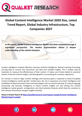 Global Content Intelligence Market 2020 Size, Latest Trend Report, Global Industry Infrastructure, Top Companies 2027