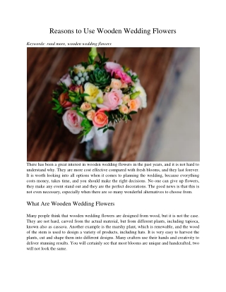 Reasons to Use Wooden Wedding Flowers