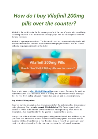 How do I buy Vilafinil 200mg pills over the counter?