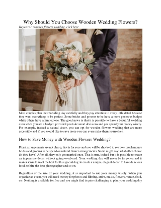 Why Should You Choose Wooden Wedding Flowers
