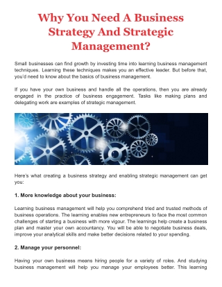 Why You Need A Business Strategy And Strategic Management