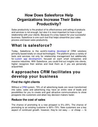 How Does Salesforce Help Organizations Increase Their Sales Productivity