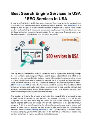 Best Search Engine Services In USA _ SEO Services In USA