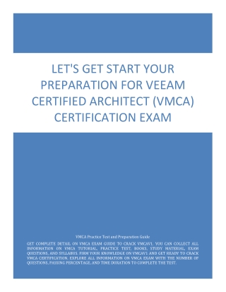 Let's Get Start Your Preparation for Veeam Certified Architect (VMCA) Certificat