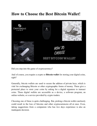How to Choose the Best Bitcoin Wallet!
