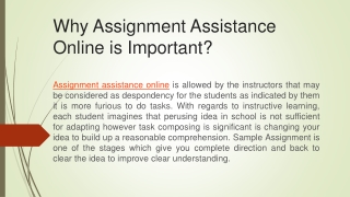 Why Assignment Assistance Online is Important?