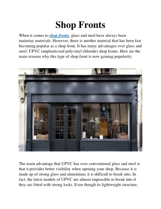 Shop Fronts | Milan Shop Front