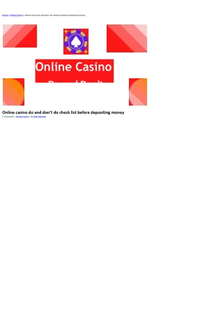 Do and don't before on online casino