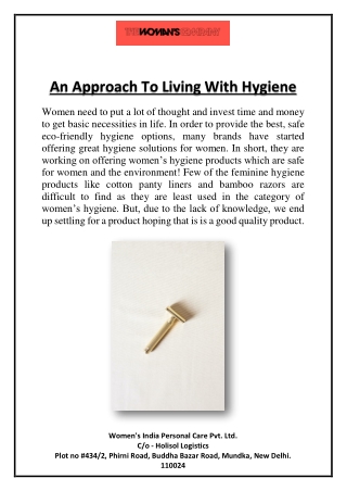 An Approach To Living With Hygiene