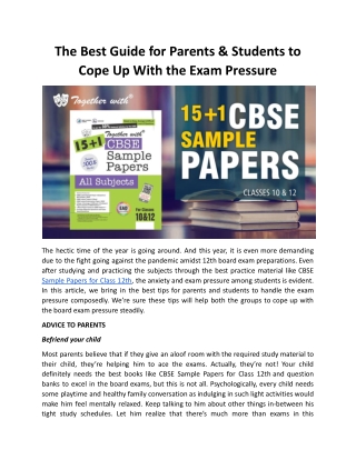 The Best Guide for Parents & Students to Cope Up With the Exam Pressure