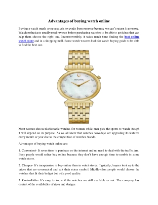 Advantages of buying watch online