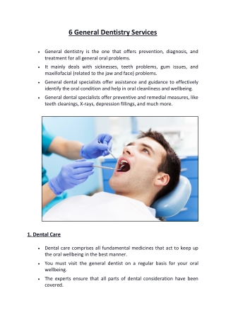 6 General Dentistry Services