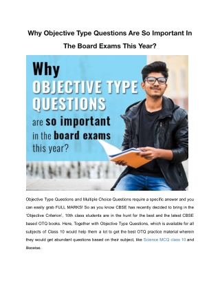 Why Objective Type Questions Are So Important In The Board Exams This Year