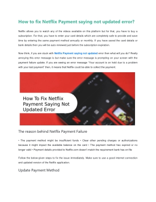 How to fix Netflix Payment saying not updated error?