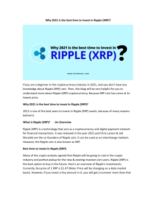 Is a Ripple (XRP) a Good Investment in 2021?
