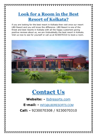 Look for a Room in the Best Resort of Kolkata