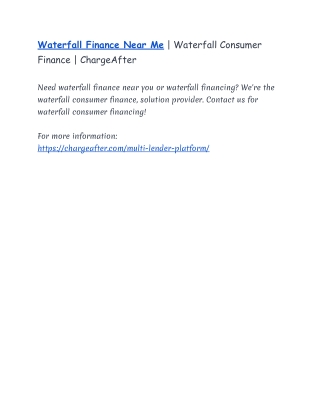 Waterfall Finance Near Me | Waterfall Consumer Finance | ChargeAfter