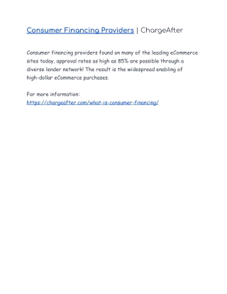 Consumer Financing Providers | ChargeAfter