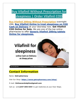Buy Vilafinil Without Prescription for sleepiness | Order Vilafinil COD