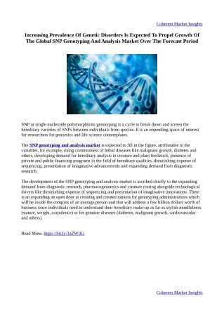 SNP Genotyping And Analysis Market - Global Opportunity Analysis, Industry Trend