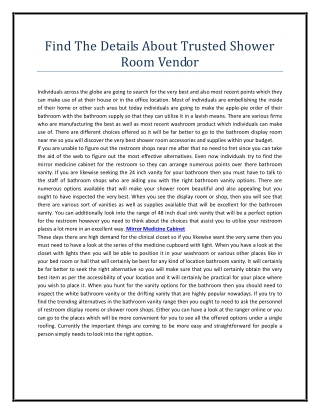 Find The Details About Trusted Shower Room Vendor