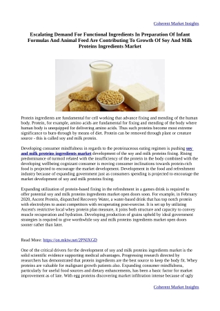 Soy And Milk Proteins Ingredients Market - Global Opportunity Analysis, Trends