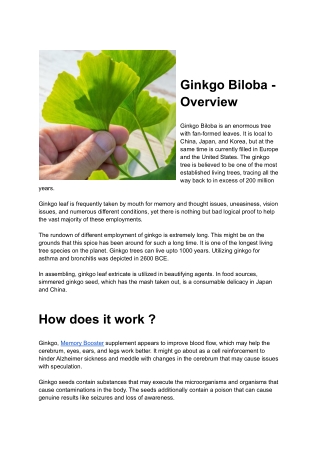 Ginkgo Biloba - Overview, Working and Functions
