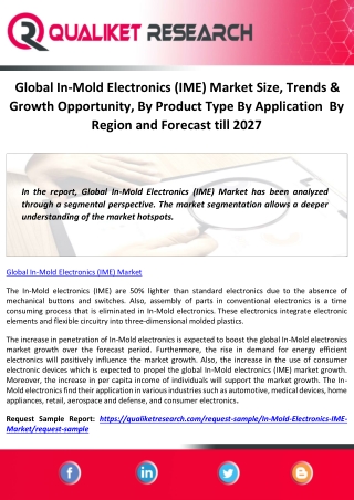Global In-Mold Electronics (IME) Market Size, Trends & Growth Opportunity, By Product Type By Application  By Region and
