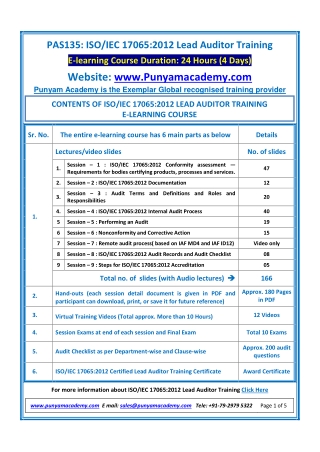 ISO_IEC 17065_2012 Lead Auditor Training