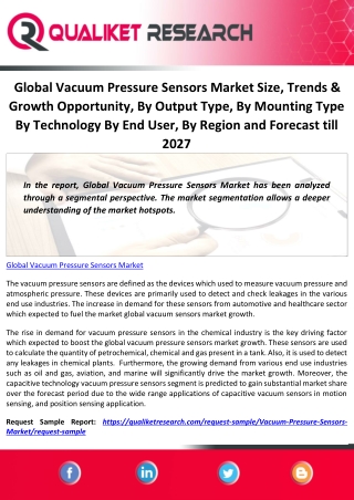 Global Vacuum Pressure Sensors Market Size, Trends & Growth Opportunity, By Output Type, By Mounting Type By Technology