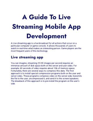 A Guide To Live Streaming Mobile App Development