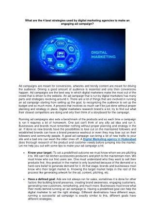 What are the 4 best strategies used by digital marketing agencies to make an engaging ad campaign