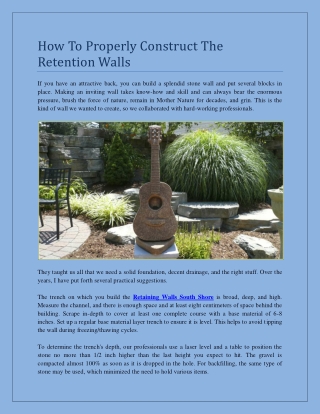 How To Properly Construct The Retention Walls