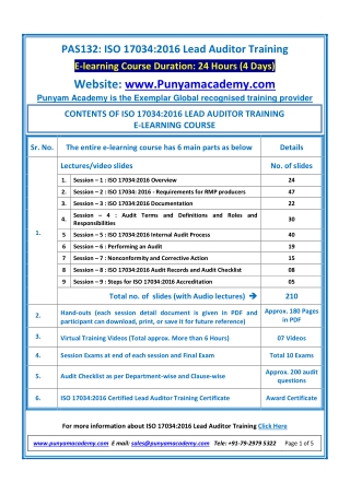 ISO 17034_2016 Lead Auditor training