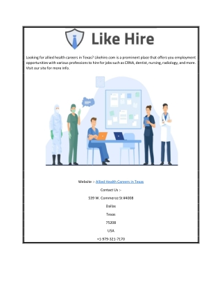 Allied Health Careers in Texas  Likehire.com