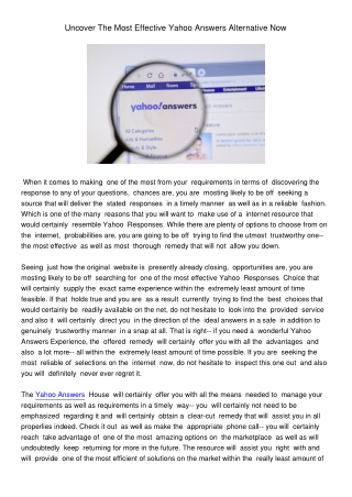 UncoverTheMostEffectiveYahooAnswersAlternativeNow